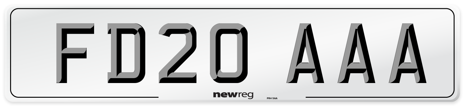 FD20 AAA Number Plate from New Reg